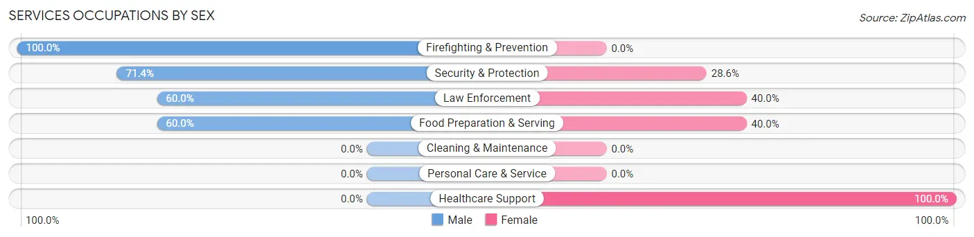 Services Occupations by Sex in Zip Code 16333
