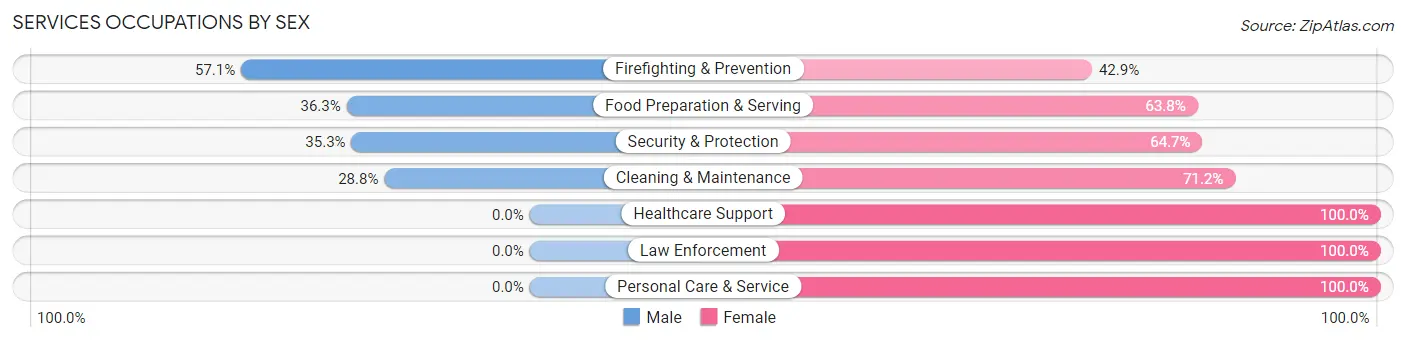 Services Occupations by Sex in Zip Code 16346