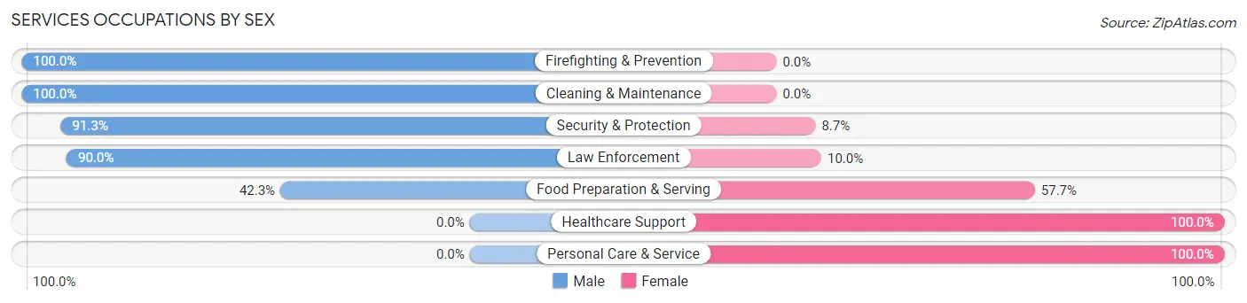 Services Occupations by Sex in Zip Code 16350