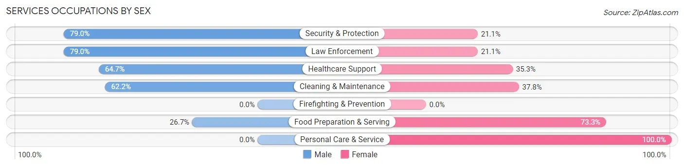 Services Occupations by Sex in Zip Code 16360