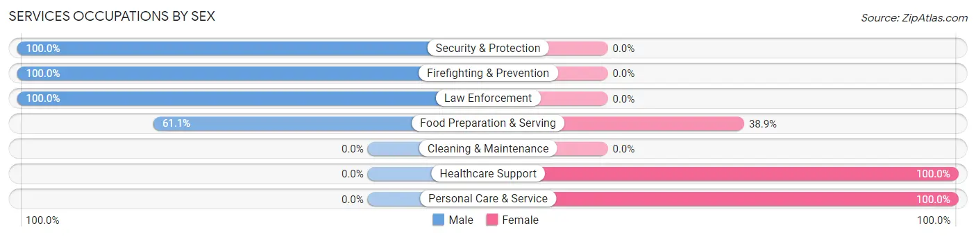 Services Occupations by Sex in Zip Code 16364