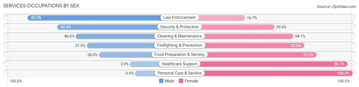 Services Occupations by Sex in Zip Code 16373