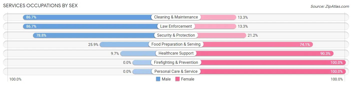 Services Occupations by Sex in Zip Code 16401
