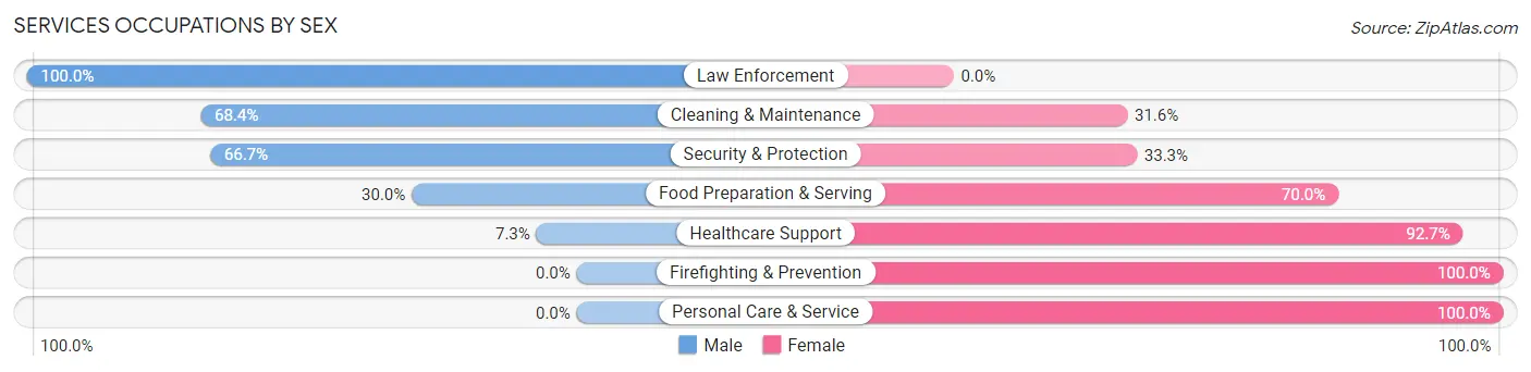 Services Occupations by Sex in Zip Code 16404