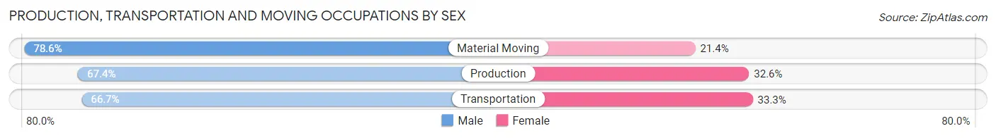 Production, Transportation and Moving Occupations by Sex in Zip Code 16405