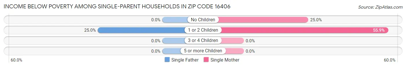Income Below Poverty Among Single-Parent Households in Zip Code 16406