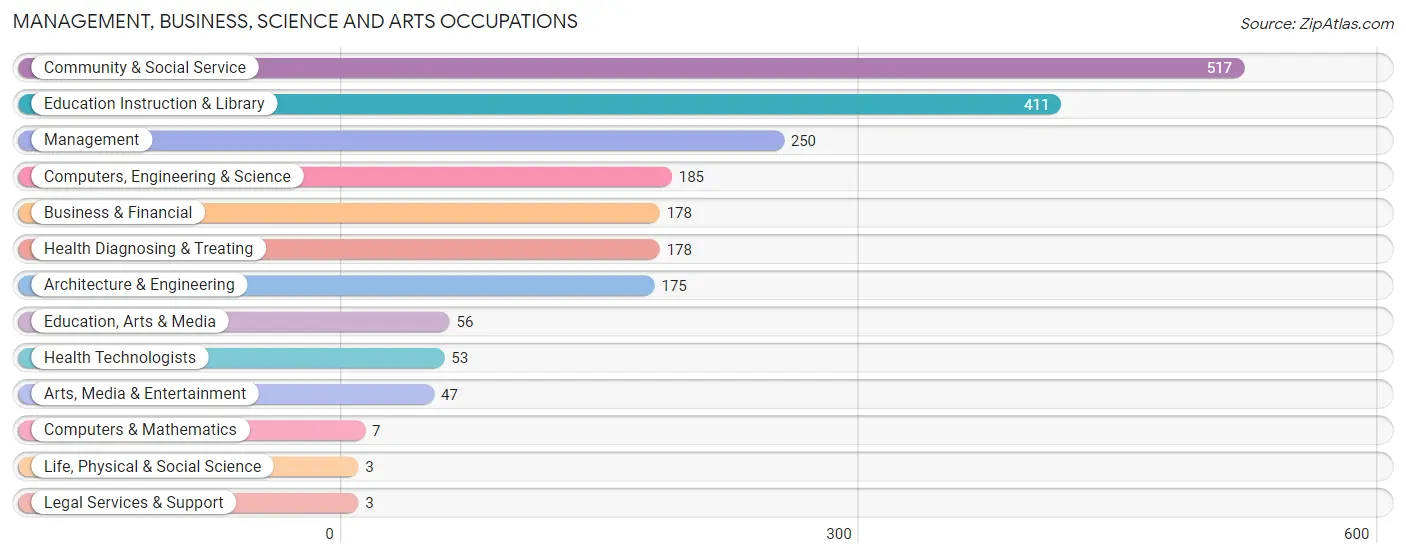 Management, Business, Science and Arts Occupations in Zip Code 16407