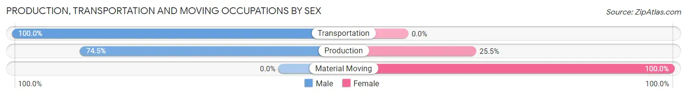 Production, Transportation and Moving Occupations by Sex in Zip Code 16411