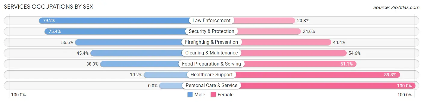 Services Occupations by Sex in Zip Code 16417