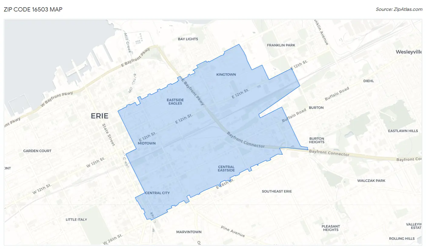 Zip Code 16503 Map