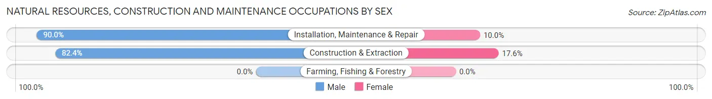 Natural Resources, Construction and Maintenance Occupations by Sex in Zip Code 16510