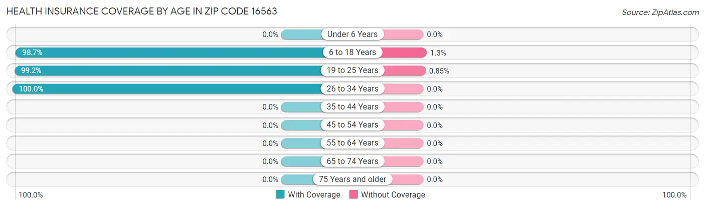 Health Insurance Coverage by Age in Zip Code 16563