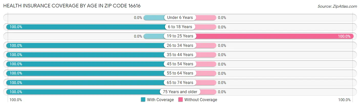 Health Insurance Coverage by Age in Zip Code 16616