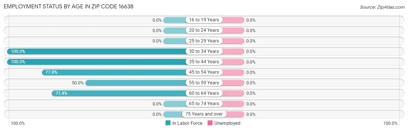 Employment Status by Age in Zip Code 16638