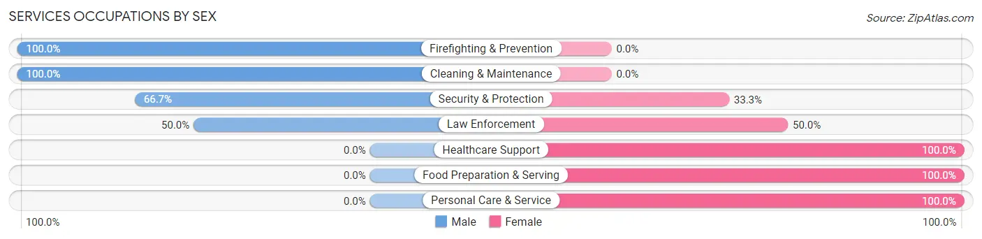 Services Occupations by Sex in Zip Code 16647