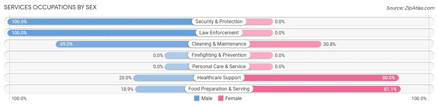 Services Occupations by Sex in Zip Code 16656