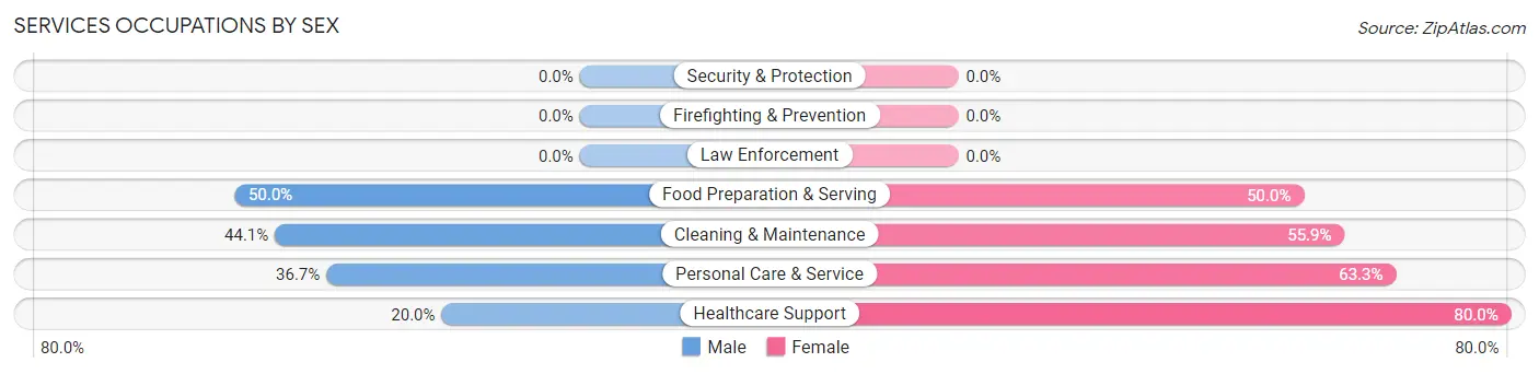 Services Occupations by Sex in Zip Code 16664