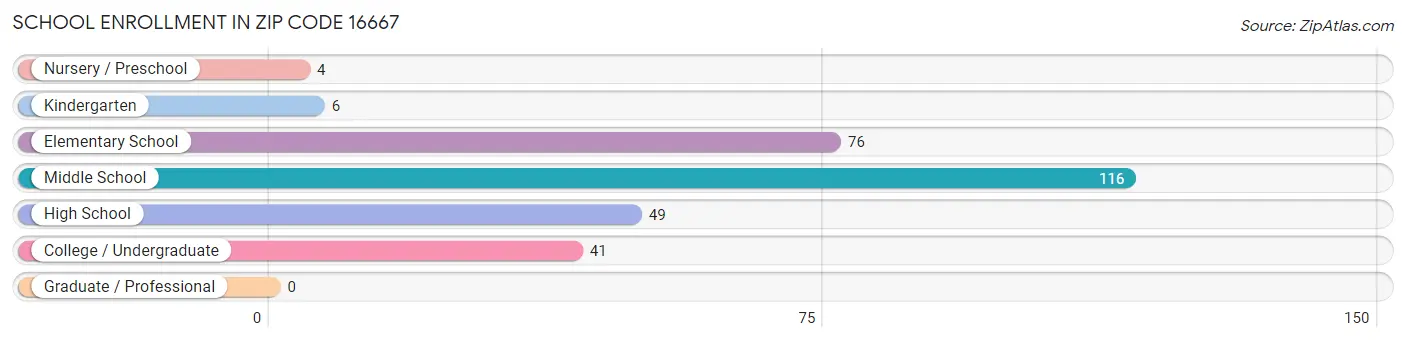 School Enrollment in Zip Code 16667