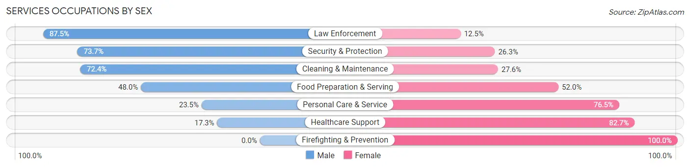 Services Occupations by Sex in Zip Code 16668