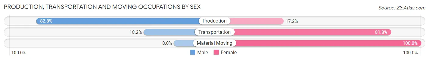 Production, Transportation and Moving Occupations by Sex in Zip Code 16674