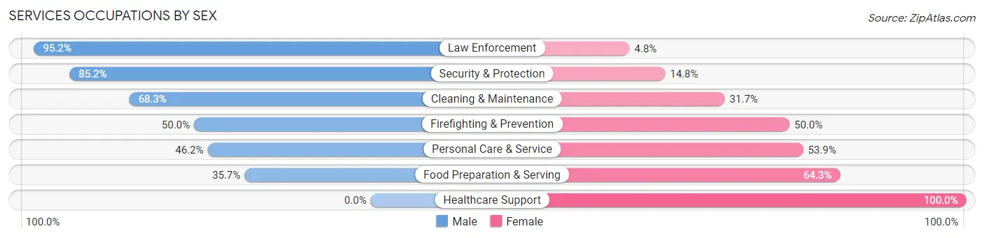 Services Occupations by Sex in Zip Code 16678