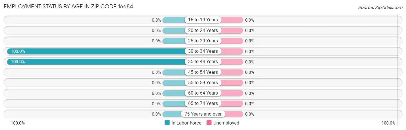 Employment Status by Age in Zip Code 16684