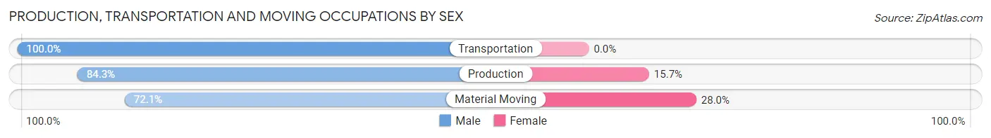Production, Transportation and Moving Occupations by Sex in Zip Code 16701