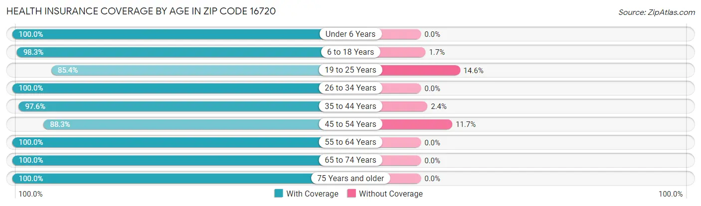 Health Insurance Coverage by Age in Zip Code 16720