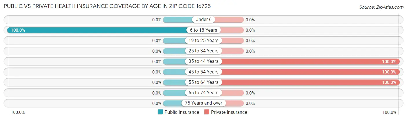 Public vs Private Health Insurance Coverage by Age in Zip Code 16725