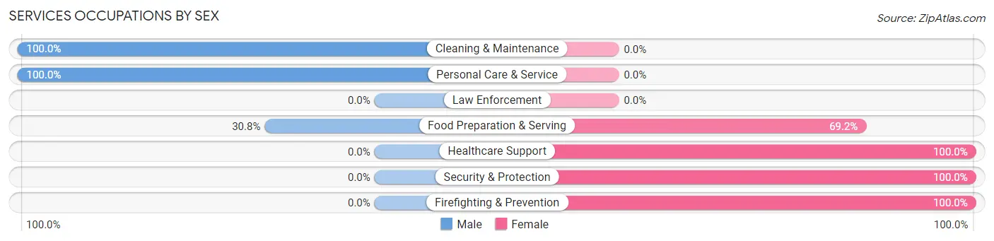 Services Occupations by Sex in Zip Code 16729