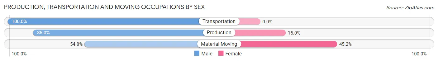 Production, Transportation and Moving Occupations by Sex in Zip Code 16731