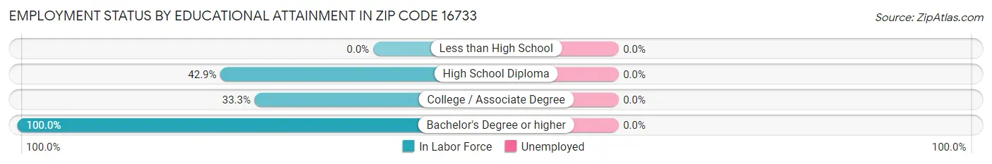 Employment Status by Educational Attainment in Zip Code 16733