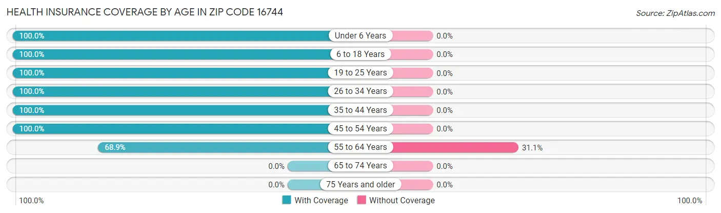 Health Insurance Coverage by Age in Zip Code 16744