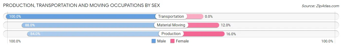Production, Transportation and Moving Occupations by Sex in Zip Code 16745