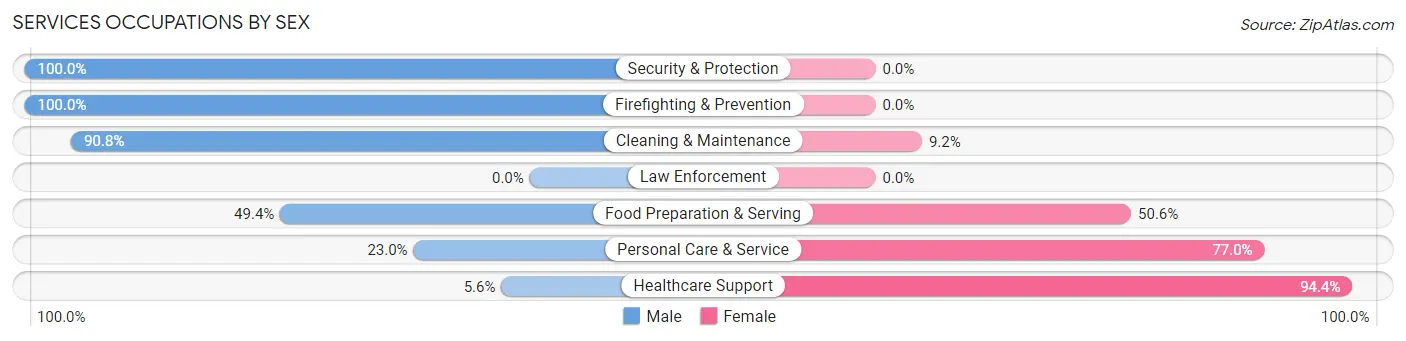 Services Occupations by Sex in Zip Code 16803