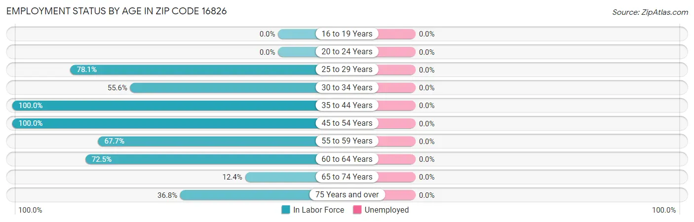 Employment Status by Age in Zip Code 16826