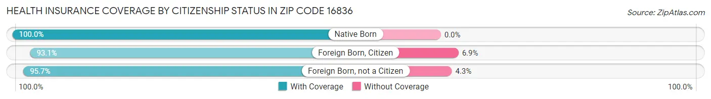 Health Insurance Coverage by Citizenship Status in Zip Code 16836