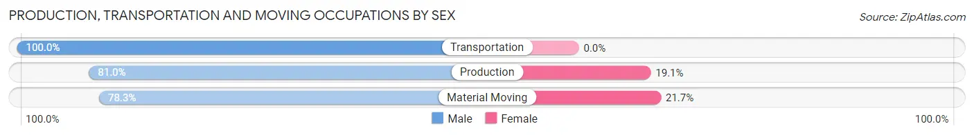 Production, Transportation and Moving Occupations by Sex in Zip Code 16838