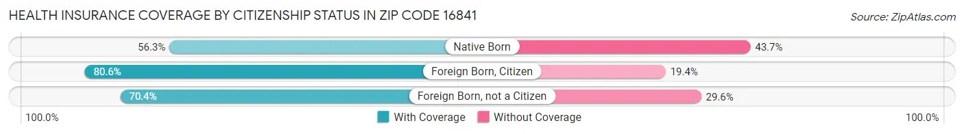 Health Insurance Coverage by Citizenship Status in Zip Code 16841