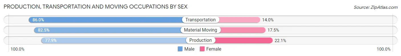 Production, Transportation and Moving Occupations by Sex in Zip Code 16841