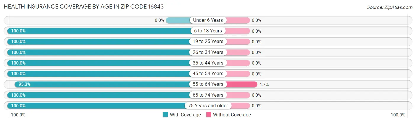 Health Insurance Coverage by Age in Zip Code 16843