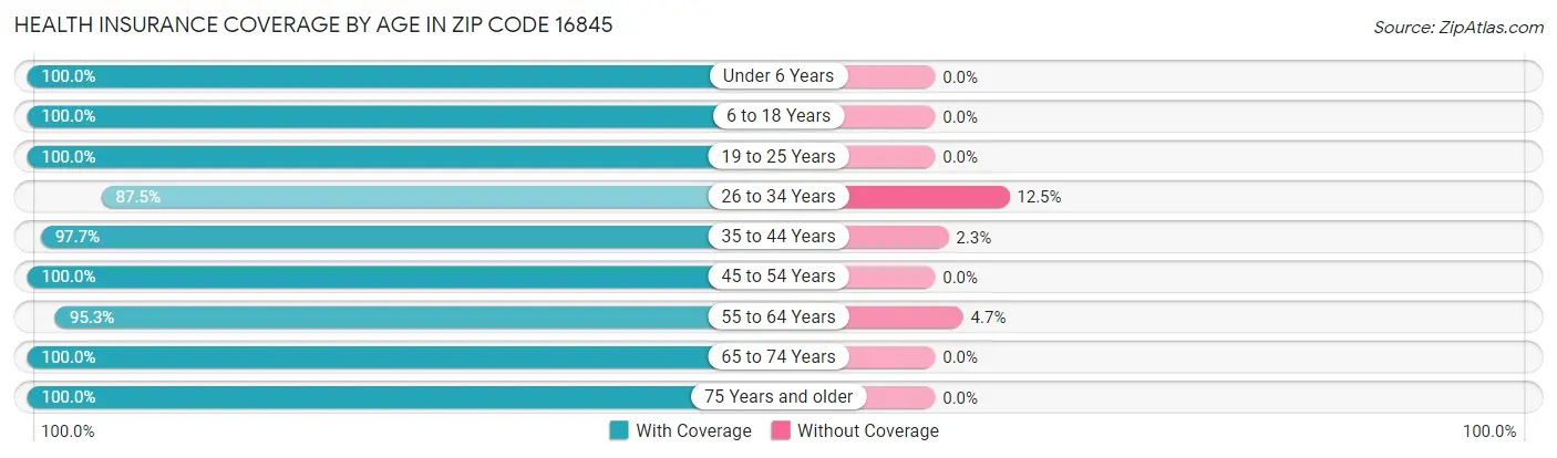 Health Insurance Coverage by Age in Zip Code 16845
