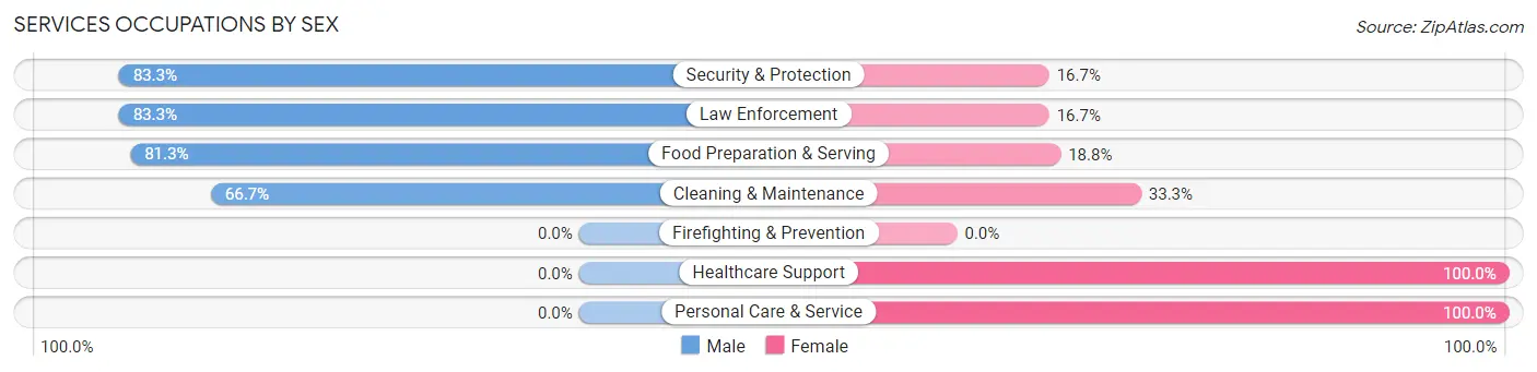 Services Occupations by Sex in Zip Code 16845