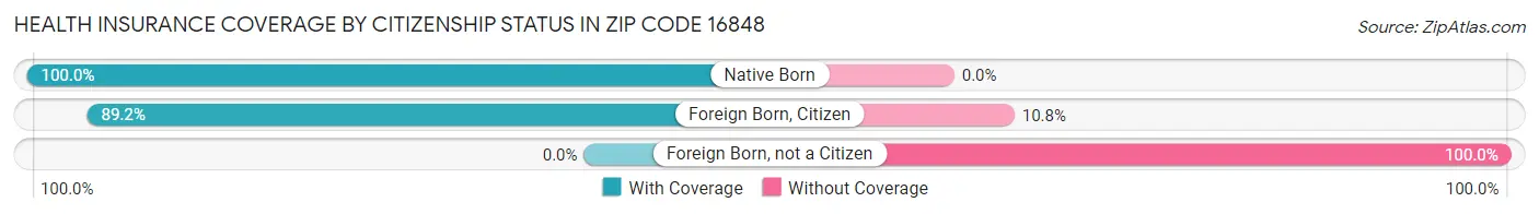 Health Insurance Coverage by Citizenship Status in Zip Code 16848