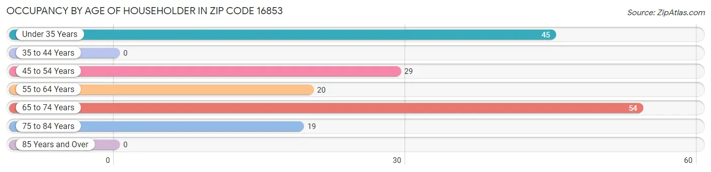 Occupancy by Age of Householder in Zip Code 16853