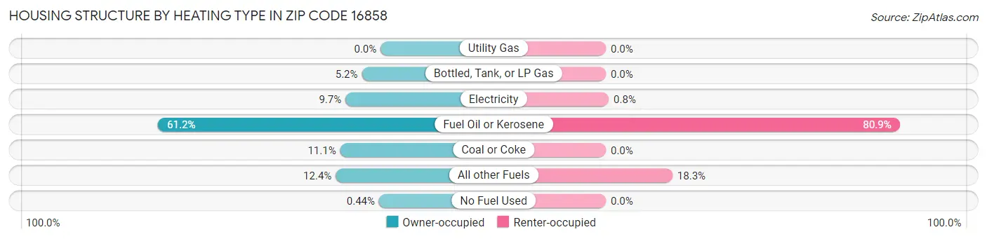 Housing Structure by Heating Type in Zip Code 16858