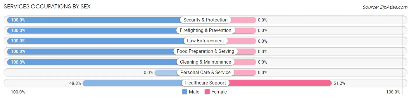 Services Occupations by Sex in Zip Code 16865