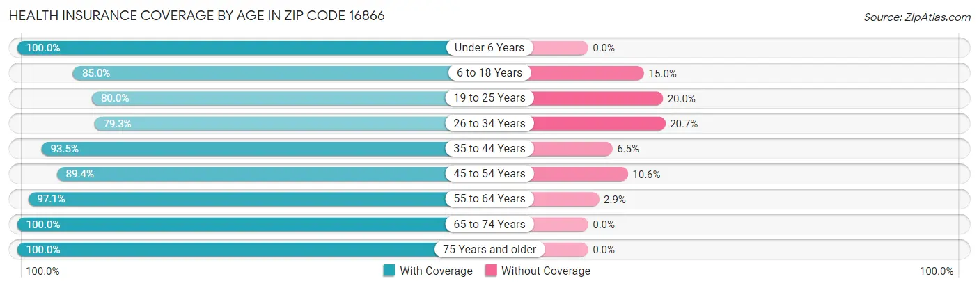 Health Insurance Coverage by Age in Zip Code 16866