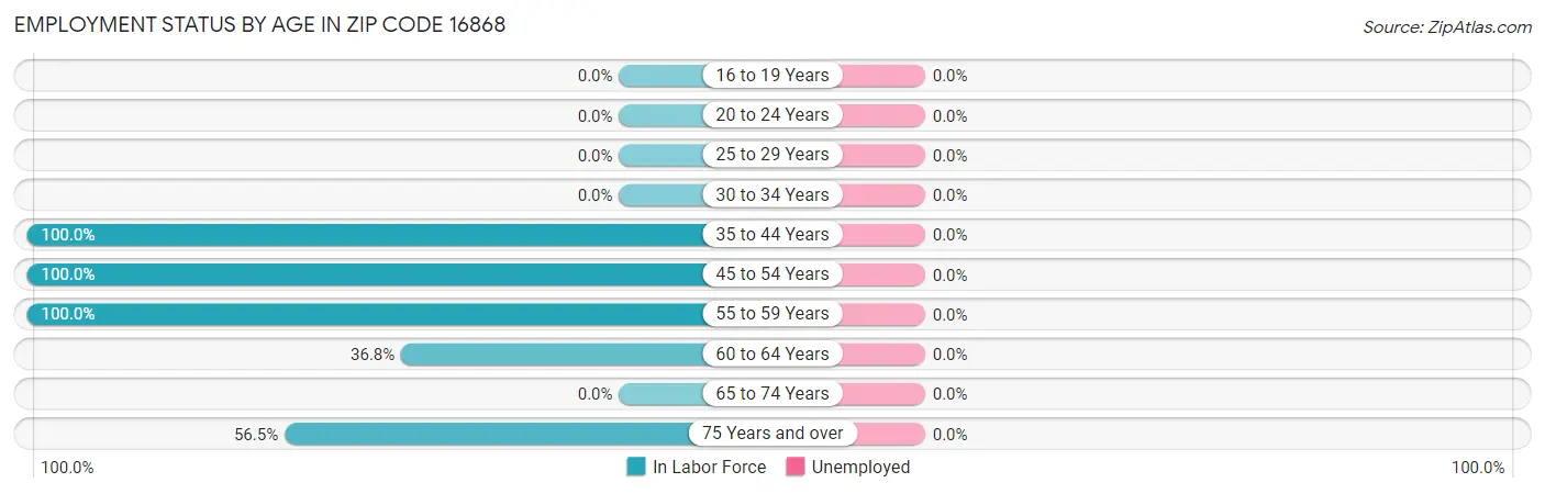 Employment Status by Age in Zip Code 16868