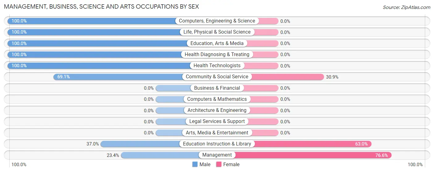 Management, Business, Science and Arts Occupations by Sex in Zip Code 16868